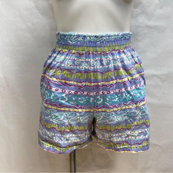 VINTAGE 80s RARE OP OCEAN PACIFIC PRINTED HIGH RISE PULL ON COTTON SHORTS - Picture 2 of 16